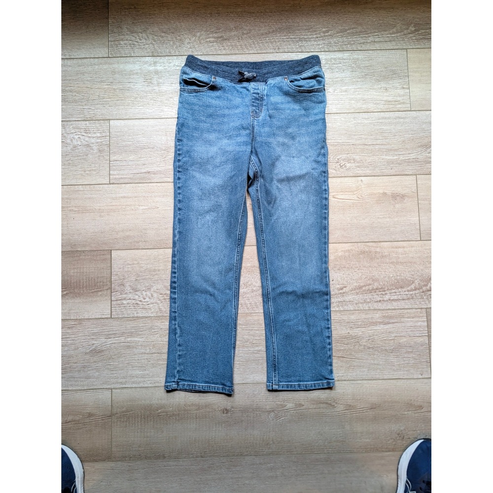 Lands End Kids Iron Knee Pull On Jeans Medium Wash Blue Size L 10H-12H 521852